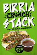24" x 36" Double Sided BIRRIA CRUNCH STACK Window Cling