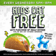 12" x 12" Double Sided KIDS EAT FREE Window Cling