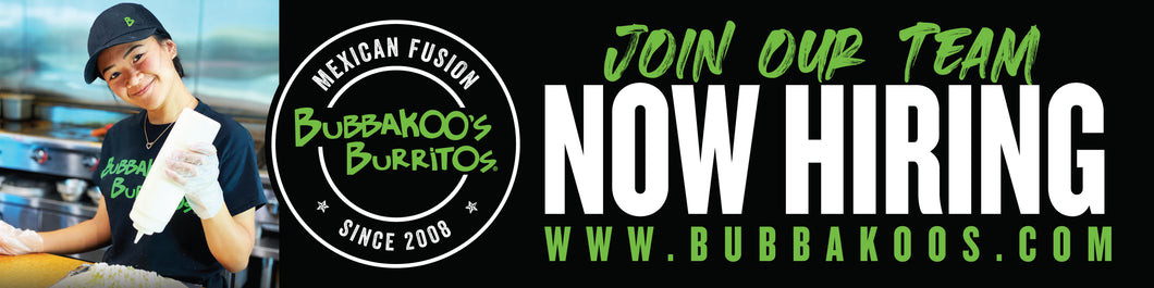 24x96 NOW HIRING 13oz Scrim Banner w/GROMMETS