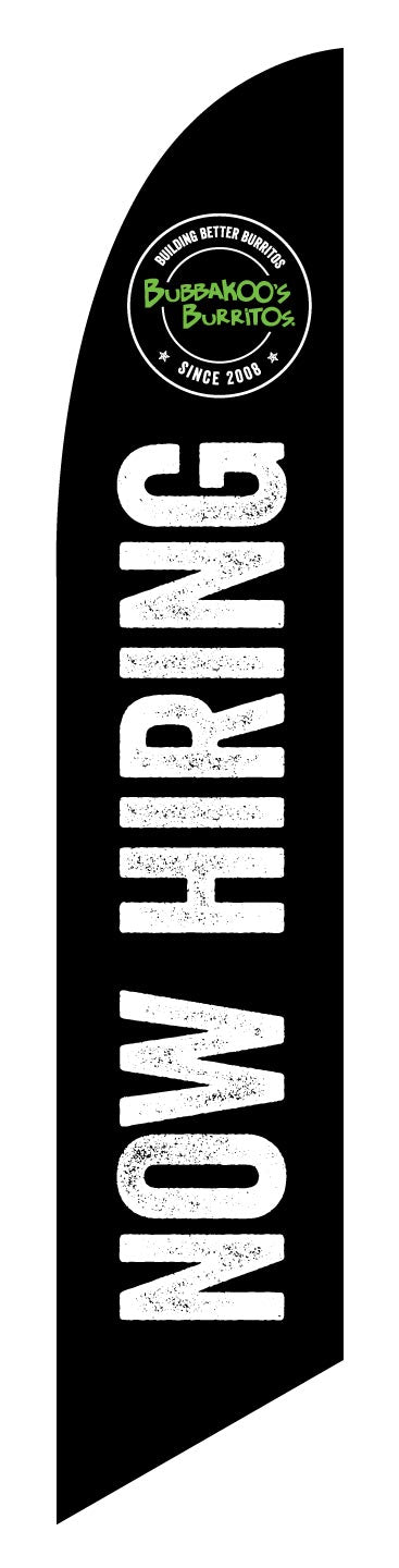 14' NOW HIRING Sail Flag with Ground Spike & Pole